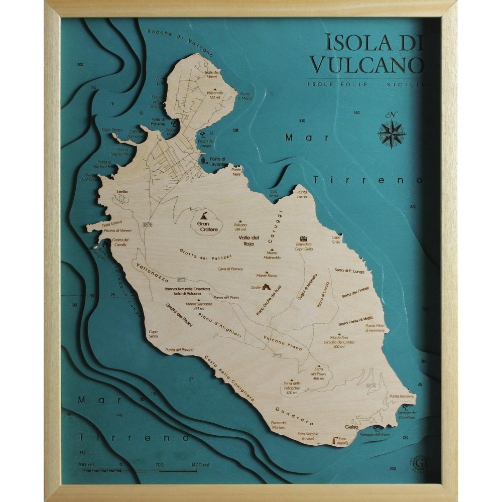 Vulcano Island Map Chart